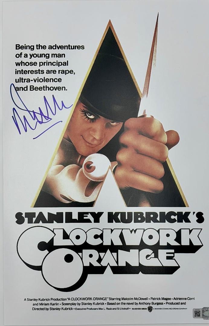 Malcolm McDowell signed Clock Orange 11x17 - OC Celebrity Marketirng COA